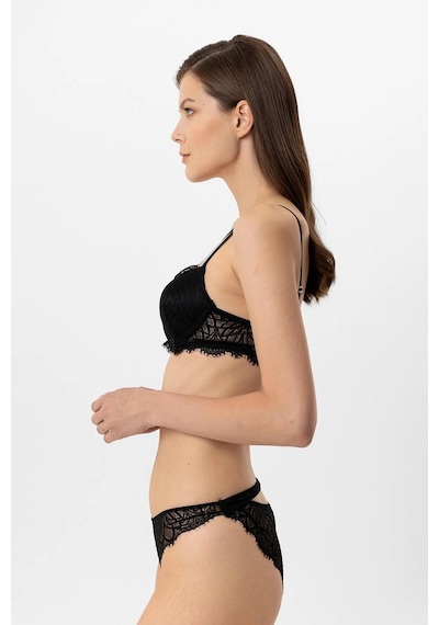 Pierre Cardin Lingerie 4886 Kadın Soft Push Up Dantelli Sütyen Takım Siyah