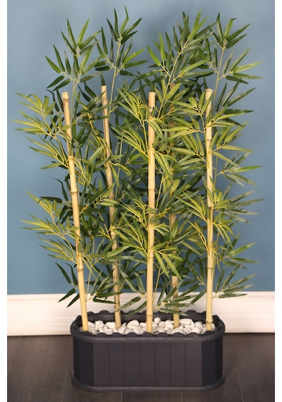 Yapay Çiçek Deposu Dekoratif Saksıda 1. Sınıf Kumaş Yapraklı 5 Çubuklu Bambu Seperatör 20x50x120cm