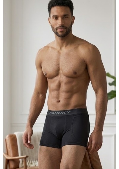 Fit Women Erkek Rahat Esnek Seamless 3 Lü Siyah Boxer