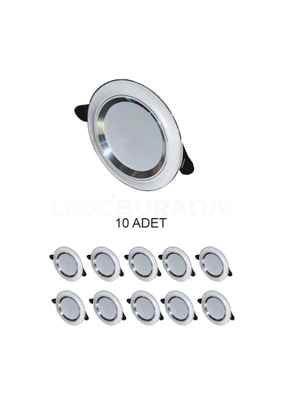 Cata Ct-5257 Zebra Led Spot Beyaz-krom 6w 3 Renk - 10 Lu Paket Beyaz - Krom
