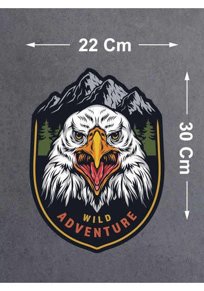 Vahşi Kartal Sticker - Wild Adventure Off Road 4x4 Kamp Sticker - Araba Oto Motosiklet Karavan Cam Sticker - 00051 30x22 Cm