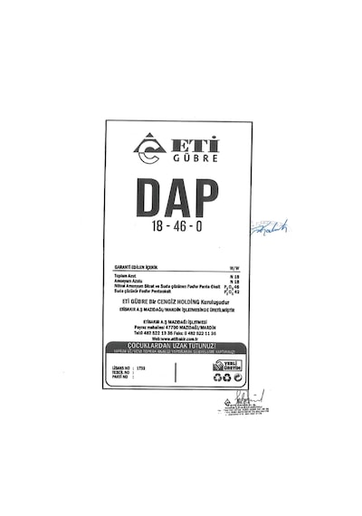 Eti Dap 18 46 Azot Fosfor Fosfat Kök Kışlık Taban Gübresi 50 KG Eti Dap 18 46 Azot Fosfor Fosfat Kök Kışlık Taban Gübresi 50 KG