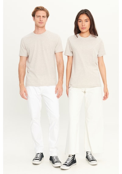 Ac&Co / Altınyıldız Classics Slim Fit Bisiklet Yaka Kısa Kol Pamuklu Erkek Tişört Bej Melanj Bej