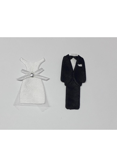 Gelin Damat Kumaş Obje Sticker, 20 Adet Beyaz - Siyah