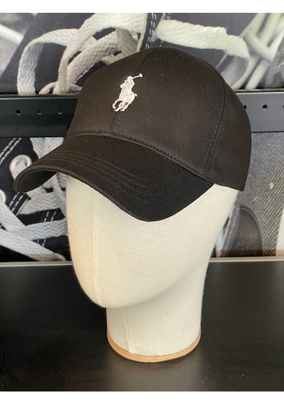 Hamze Polo Nakışlı Gabardin Kumaş Unisex Cap Şapka Siyah - Beyaz