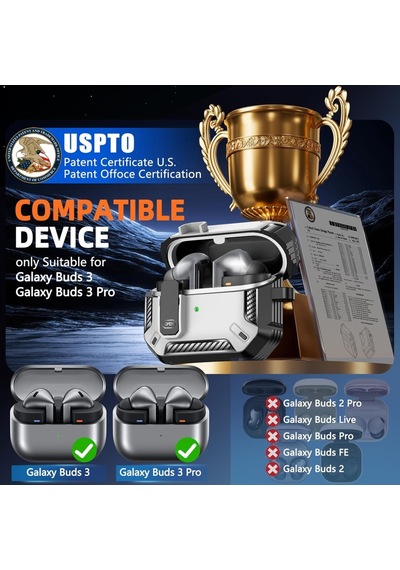 Samsung Galaxy Buds 3 Fe / Buds 3 Pro / Buds 3 İle Uyumlu Kılıf Kilitli Açma Kapama Koruyucu Kapak Beyaz