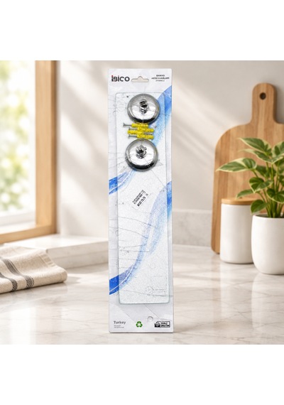 Cam Etajer Krom Askılı Vidalı Montaj Mavi - Sarı