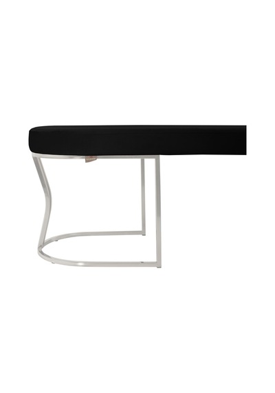 Viego Silver Smooth- Siyah Kapitoneli Model Puf & Bench & Koltuk- Oturak-uzun Makyaj Puff-yatak Odası Ucu &önü