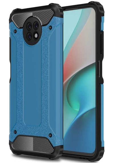 Noktaks - Redmi Note 9 5g Uyumlu - Kılıf Çift Katman Zırh Tank Crash Military Kapak - Mavi Mavi
