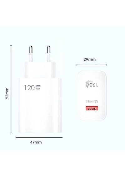Şarj Aleti Hızlı Güvenli Şarj 120w Usb Type C Uçlu Kablolu Şarj Aleti