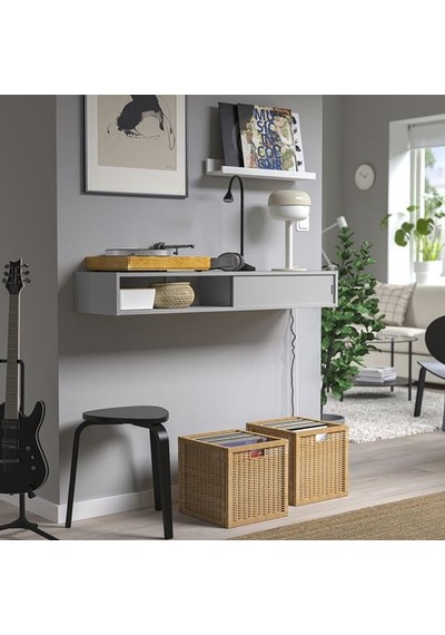 Ikea Spıksmed Ayaksız Duvar Rafı, Açık Gri, 117x32 Cm
