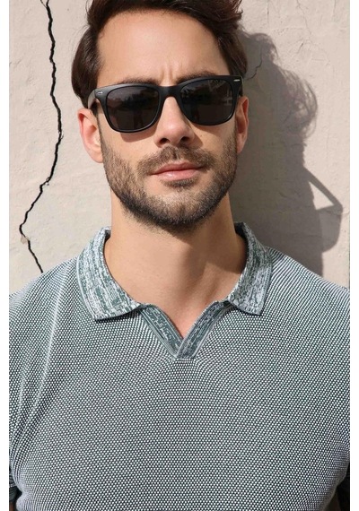 Ferraro Yeşil/Ekru Kuşgözü Desenli Polo Yaka Erkek Triko T-Shirt-Yeşil