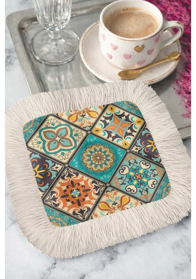 Oriental Lüks Mozaik Saçaklı Sunum Peçetesi - Akdeniz Bohem Mint Yeşili Bardak Altlığı Mendil Canlı Arduvaz Gri Oriental Lüks Mozaik Saçaklı Sunum Peçetesi - Akdeniz Bohem Mint Yeşili Bardak Altlığı Mendil Canlı Arduvaz Gri
