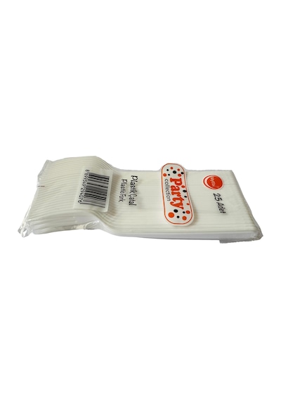 Plastik Çatal Beyaz Renkli Parti Piknik Davet Doğum Günü Çatalı - 18 Cm. - 25 Adetlik Paket