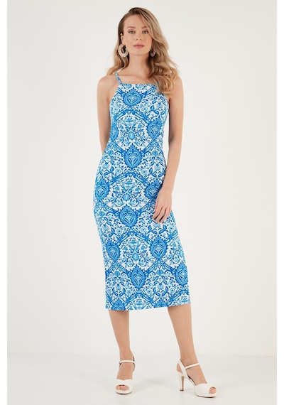 Lela Ip Askılı Fitted-Vücuda Oturan Yırtmaçlı Midi Bayan Elbise 5865573 Mavi Lela Ip Askılı Fitted-Vücuda Oturan Yırtmaçlı Midi Bayan Elbise 5865573 Mavi