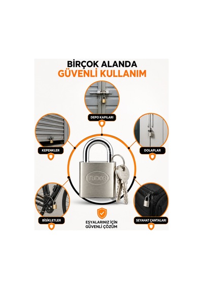 Tudor Yıldız 32 Mm Çelik Asma Kilit Anahtarlı Blister Ambalajlı Depo, Kepenk, Dolap, Bisiklet Ve Çanta İçin Diğer