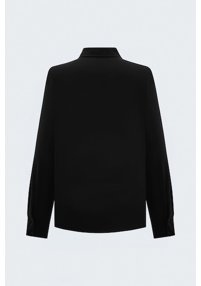 Sateen Desenli Klasik Gömlek - Siyah-137978