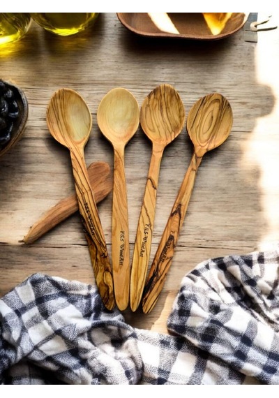 F&s Woodart 4 Adet 22 Cm Zeytin Ağacı Tahta Kaşık Yemek Çocuk Mama Sahan Kaşığı