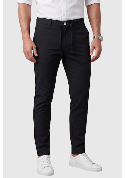 Rizzup Erkek Siyah Slim Fit İpli Kumaş Pantolon Dar Kesim Esnek Smart Casual 2601100