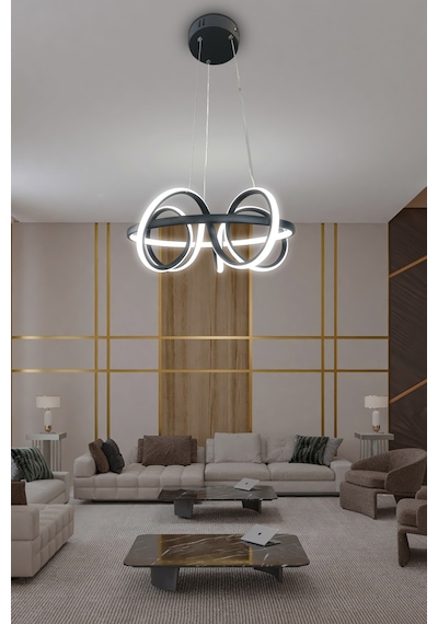 Kuzey Kıvrım Modern Sarkıt Led Avize - - Kumandalı / Krom Krom