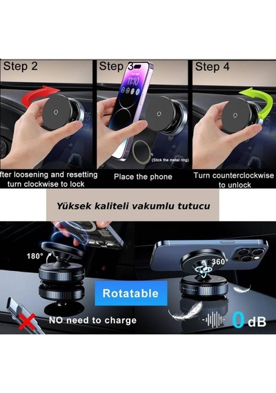 E2m K009 Vakum Özellikli Magnetik Telefon Tutucu