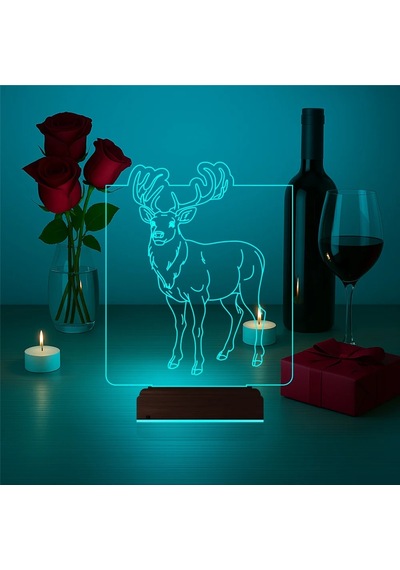 Luvivia Geyik 3d Lamba - Masa Gece Lambası Şeffaf