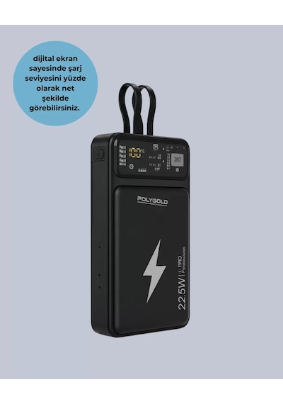 Powerbank Dahili Ekranlı 10000 Mah Çift Kablolu Yeni Nesil Belirtilmemiş