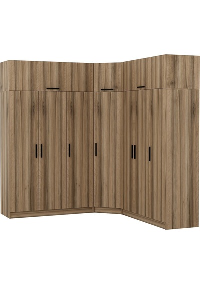 Minar Kale 7 Kapaklı 4 Ç Köşe Dolap + Yüklük Dore 235cm Ceviz Minar Kale 7 Kapaklı 4 Ç Köşe Dolap + Yüklük Dore 235cm Ceviz