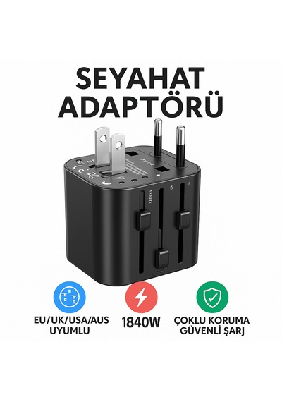 Evrensel Seyahat Şarj Cihazı Uluslararası Dönüştürücü Fiş Maksimum 1840w Tüm Dünya Için Tek Priz