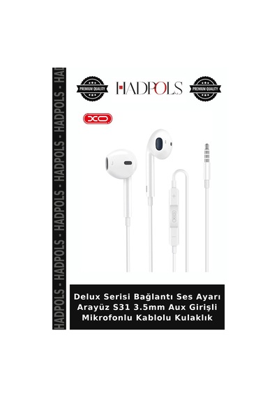 Delux Serisi Bağlantı Ses Ayarı Arayüz S31 3.5mm Aux Girişli Mikrofonlu Kablolu Kulaklık