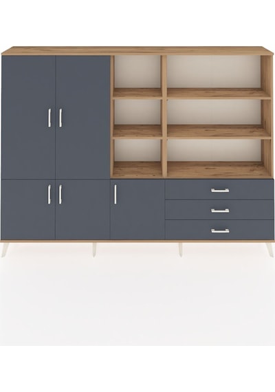 Arges Dolap 11 Raflı 3 Çekmeceli 5 Kapaklı 220x30x163 Çam-antrasit Antrasit - Atlas Çam Arges Dolap 11 Raflı 3 Çekmeceli 5 Kapaklı 220x30x163 Çam-antrasit Antrasit - Atlas Çam