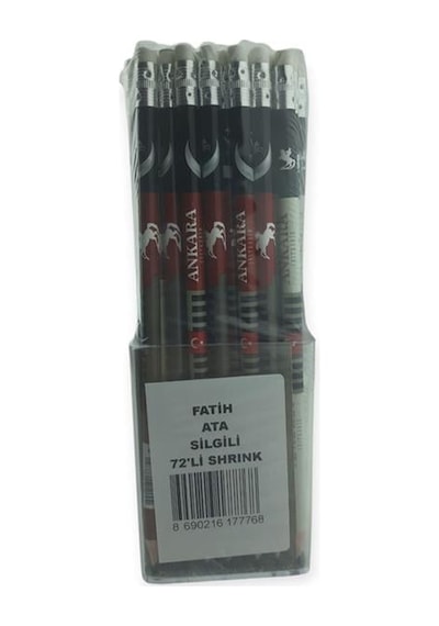 Fatih Kurşun Kalem Ata Serisi Silgili - 72'li Paket Çok Renkli