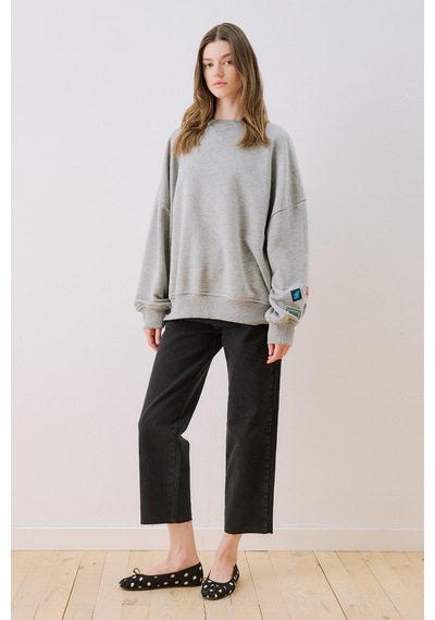 Manuka Oversıze Etiketli Sweatshırt Gri Melanj Ss26swt00003-743