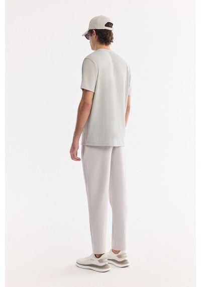 Avva Erkek Açık Gri Bisiklet Yaka Bi-stretch Kırışmaz Baskılı Regular Fit T-shirt B001040