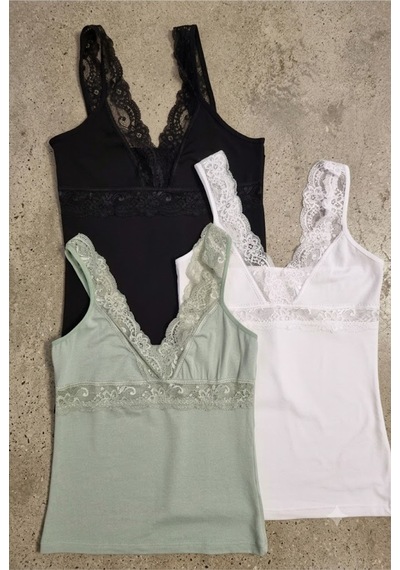Demirsa Boutique Kadın Atlet Dantel Askılı V Yaka Modal Kumaş Siyah, Beyaz Ve Yeşil Renk 3'lü Yeşil-siyah-beyaz Demirsa Boutique Kadın Atlet Dantel Askılı V Yaka Modal Kumaş Siyah, Beyaz Ve Yeşil Renk 3'lü Yeşil-siyah-beyaz