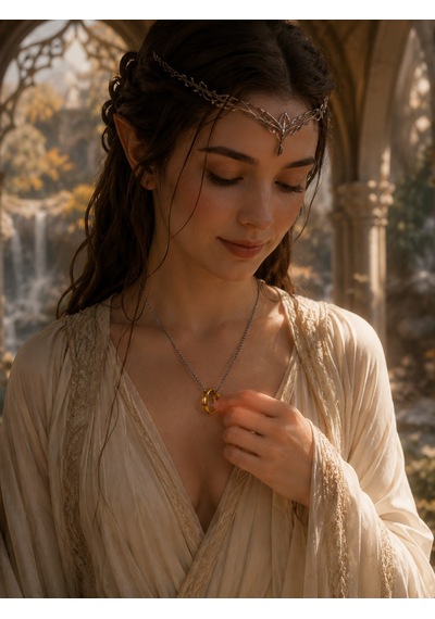 Lord Of The Rings Sırlar Yüzüğü Gold Kolye Güç Yüzüğü Temalı Paslanmaz Çelik Zincirli Unisex Kolye Altın - Gümüş