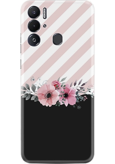 Tecno Pova Neo Kilif Resimli Silikon Strip Pink Flowers 1396 557178943
