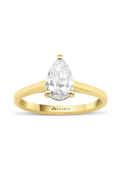 1.25 Karat Damla Tektaş Pırlanta Yüzük Beyaz Altın