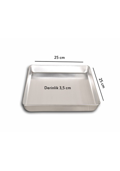 5 Adet - Tek Kullanımlık Alüminyum Tepsi - 25x25x3,5 Cm 105 Gr Gri