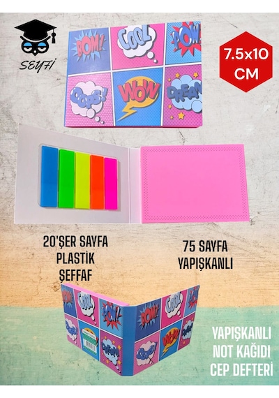 Yapışkanlı Not Kağıdı Cep Defteri Model Post-it Defteri Yapışkanlı Kağıt Seti Popart