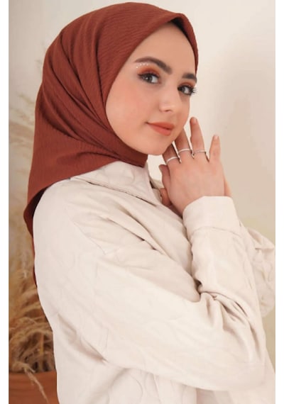 Melodi Scarf Kadın Tesettür Mio Caz Eşarp Hijab Kiremit Kiremit