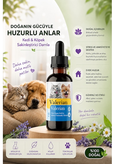 Kedi Ve Köpek Sakinleştirici Damla 50 Ml Doğal Bitkisel Rahatlatıcı Destek