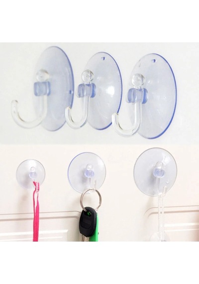 25 Adet Büyük Boy Askılı Vantuz, 4cm Şeffaf Plastik Kancalı Öpücük Vantuz 25 Adet Plastik Turuncu Diğer