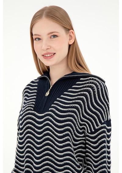 U.S. Polo Assn. Kadın Lacivert V Yaka Kazak 50293035-VR033