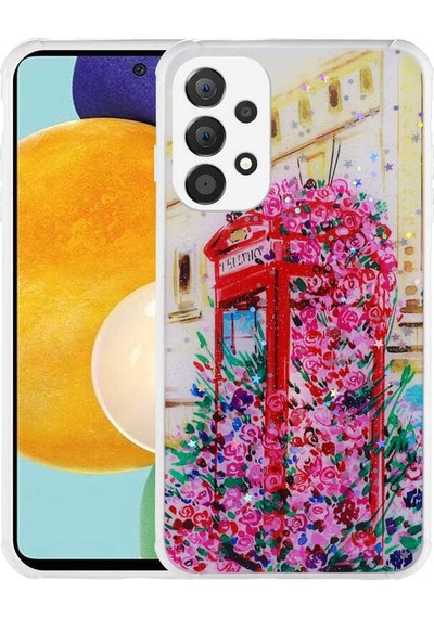 Noktaks - Galaxy Uyumlu A32 4g Uyumlu - Kılıf Simli Desenli Kamera Korumalı Parlak Popy Kapak - Kulübe - T23648 Kulübe