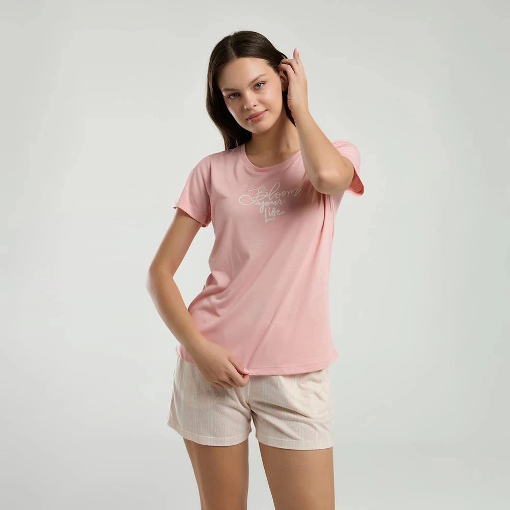 Arnetta 3220s Kadın Şort Yazlık Pijama Takım Retro Pembe