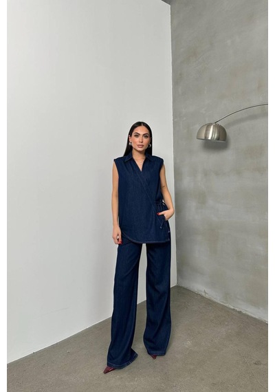 Lacarino 7970 Palazzo Kadın Jean Pantolon Rinse Denim