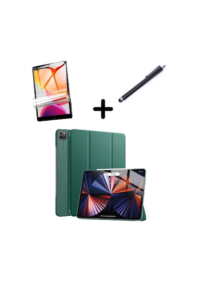 Apple Uyumlu iPad Pro 11 1. 2. 3. 4. Nesil Kılıf Set PU Deri Smart Tablet Kilifi Ekran Koruyucu + Kalem