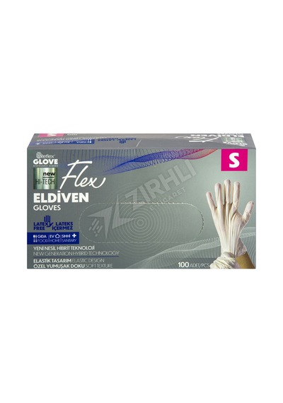 2 Adet Flex Pudrasız Eldiven S Boy 100'lü Krem