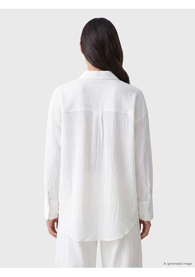 Lcw Everyday Beyaz Dokulu Oversize Kadın Gömlek